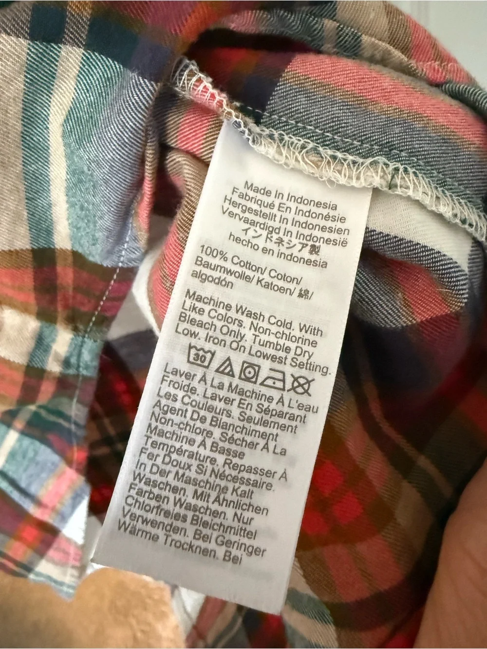 J. Crew Orange, Red & Green Plaid Button-Down Shirt